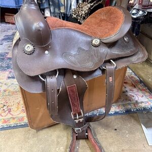 Brown Suede Childs Pony Leather 13” Western Riding Saddle